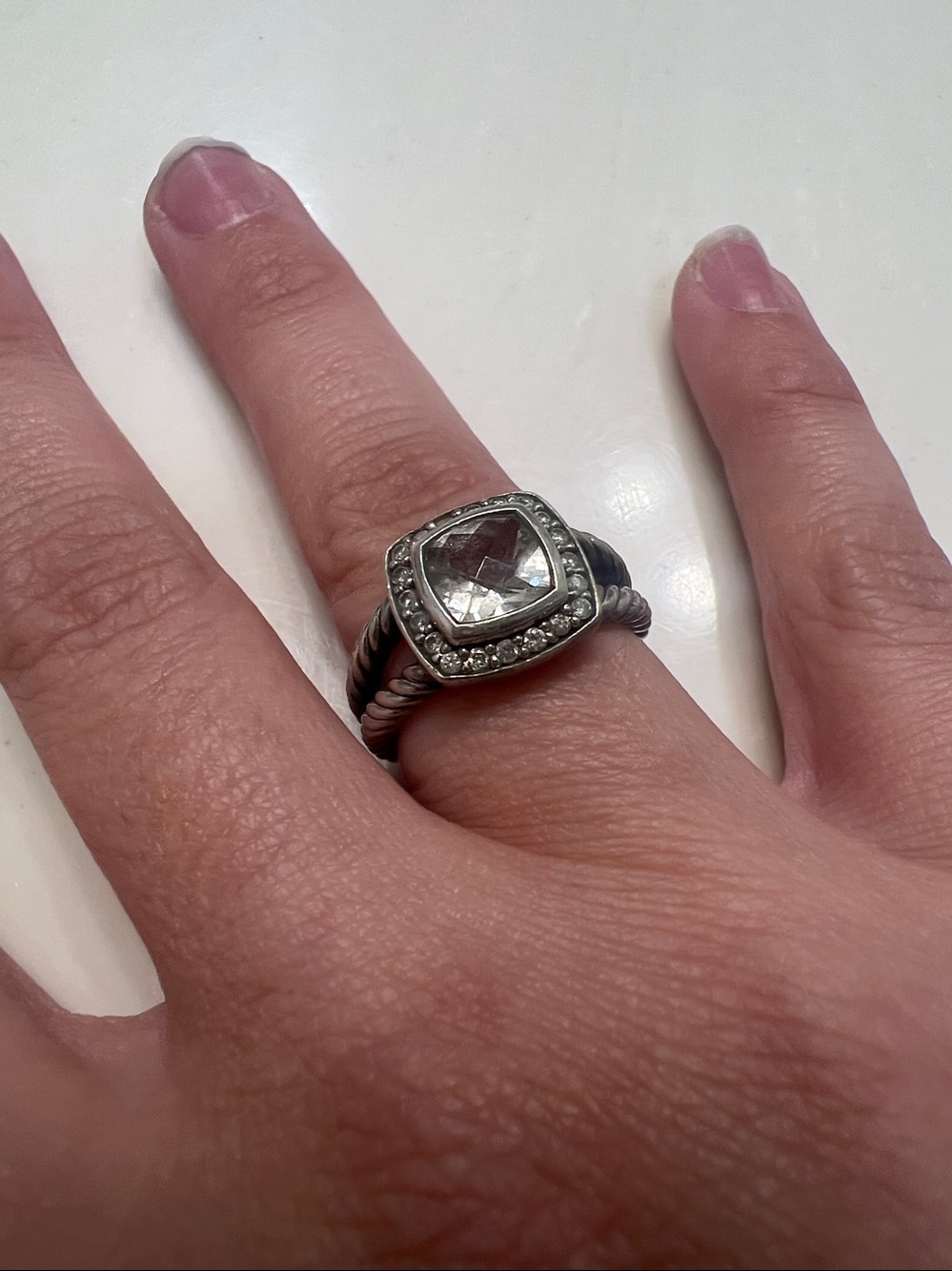 David Yurman petite albion ring in white topaz